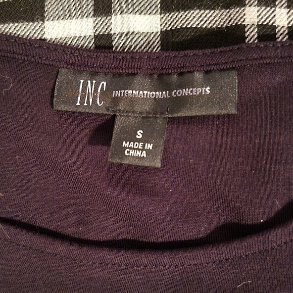 NWOT INC black and white plaid top - Picture 3 of 3